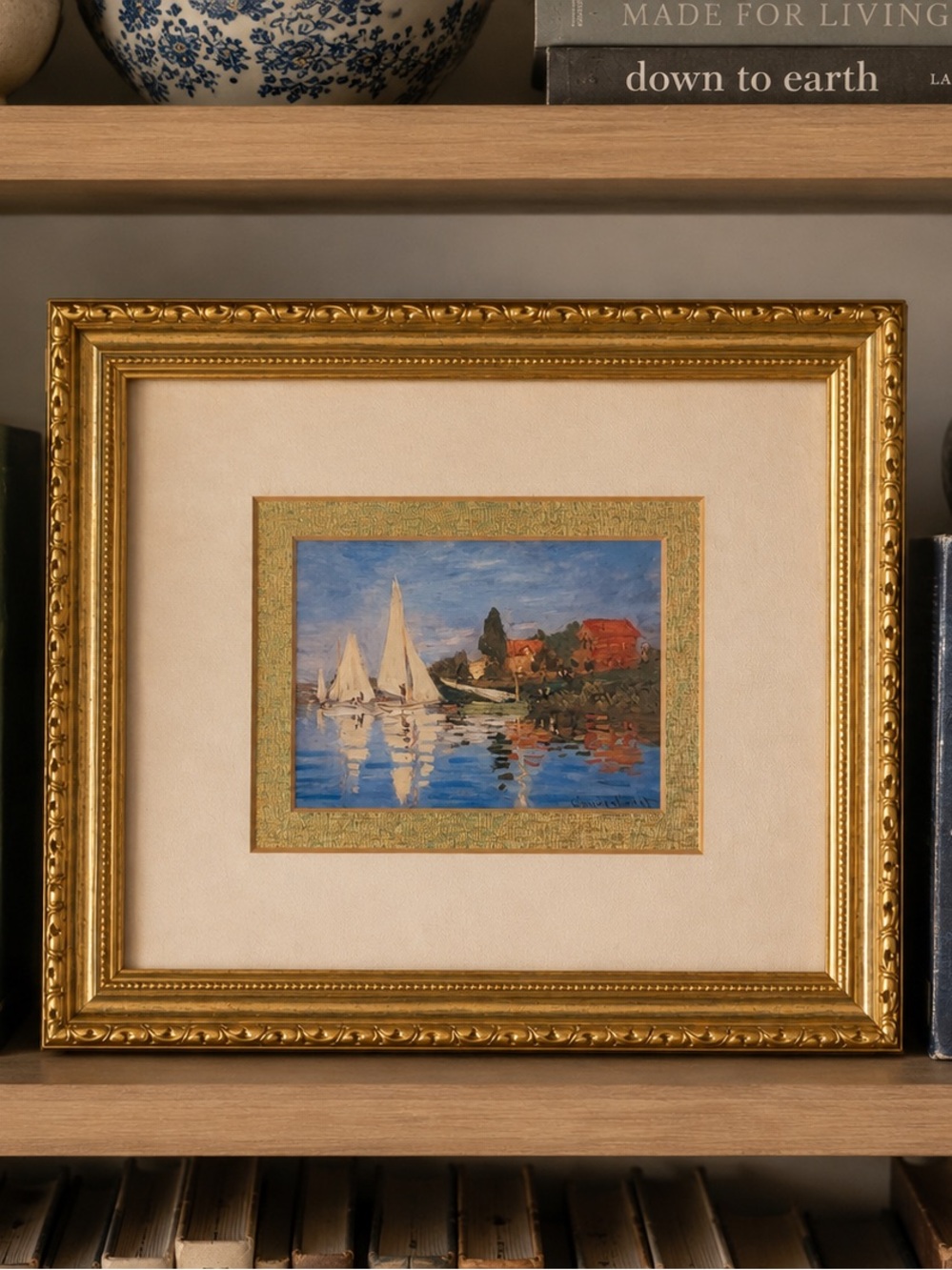Mini Claude Monet “Regatta at Argenteuil” Double Mat Framed Art Print